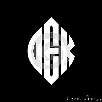 DEK circle letter logo design with circle and ellipse shape. DEK ellipse letters with typographic style. The three initials form a Vector Illustration