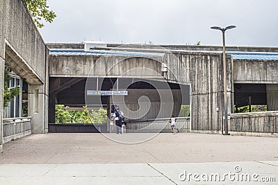 Marta employee walking in to the bus station Editorial Stock Photo