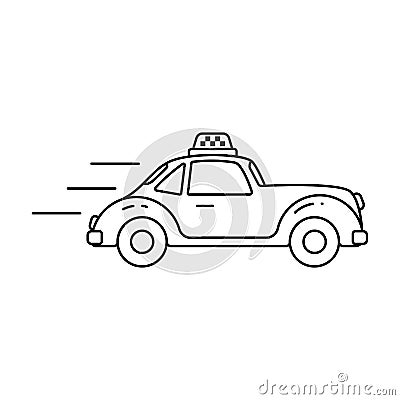 Taxi retro car line icon Vector Illustration