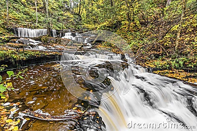 Autumn at Delaware Falls - Ricketts Glen, Pennsylvania Stock Photo