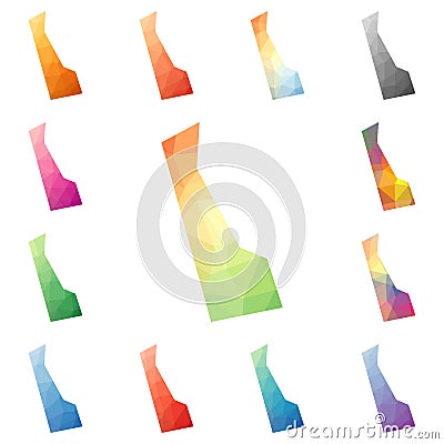 Delaware geometric polygonal, mosaic style us. Vector Illustration