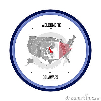 Delaware, Map of united states of america with landmark of Delaware, American map Stock Photo
