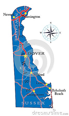 Delaware state political map Vector Illustration