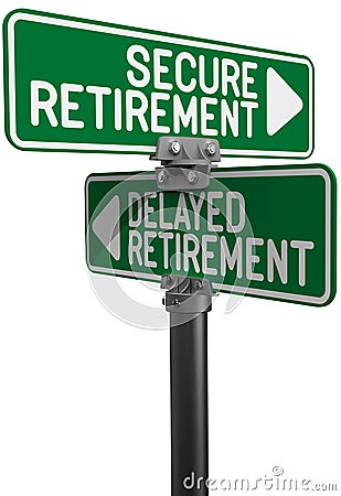 Delayed or Secure Retirement fund plan Stock Photo