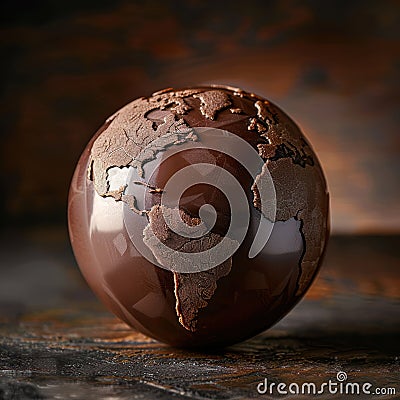Delectable celebration: world chocolate day commemorated with a globe crafted from rich chocolate, a sweet symbol of Stock Photo
