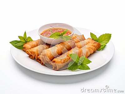 Delectable Crispy Fried Spring Rolls: A Gastronomic Adventure Awaits Stock Photo