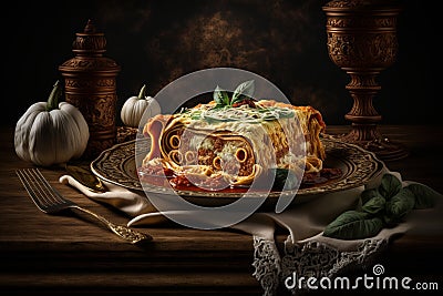 Delectable Delights: High-Quality Lasagna Photography Stock Photo