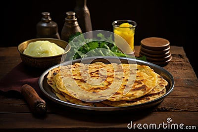 Delectable Parantha ghee fresh. Generate Ai Stock Photo