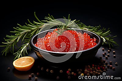 Delectable Red caviar. Generate Ai Stock Photo