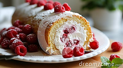 Delectable roll cake made with sponge Stock Photo