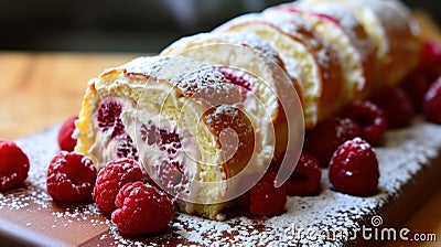 Delectable roll cake made with sponge Stock Photo