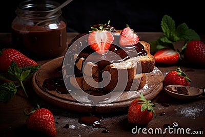 delectable sandwich filled with juicy strawberries and generous spread Stock Photo