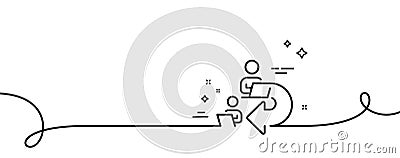 Delegate work line icon. Teamwork share sign. Continuous line with curl. Vector Vector Illustration