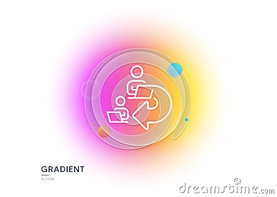 Delegate work line icon. Teamwork share sign. Gradient blur button. Vector Vector Illustration