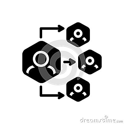 Black solid icon for Delegation, organization and authorize Vector Illustration