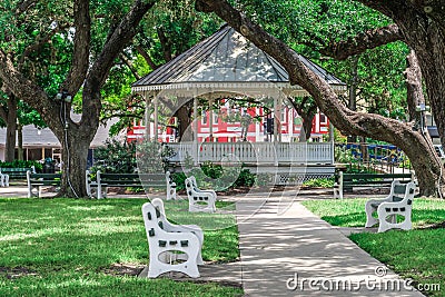 DeLeon Plaza bandstand in downtown Victoria Texas Stock Photo