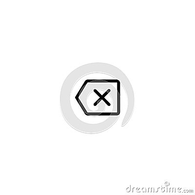 Delete Backspace Keyboard Key Icon Vector in Line Style Vector Illustration