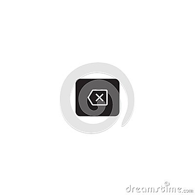 Delete Backspace Keyboard Key Icon Vector in Retro Style Vector Illustration