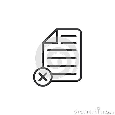 Delete Document icon set. remove or cancel invali computer file vector symbol. reject or decline form paper. contract denied Vector Illustration