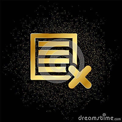 delete, ecommerce, box gold icon. Vector illustration of golden particle background Cartoon Illustration