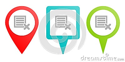 delete, ecommerce, box. Multicolor pin vector icon, diferent type map and navigation point Stock Photo