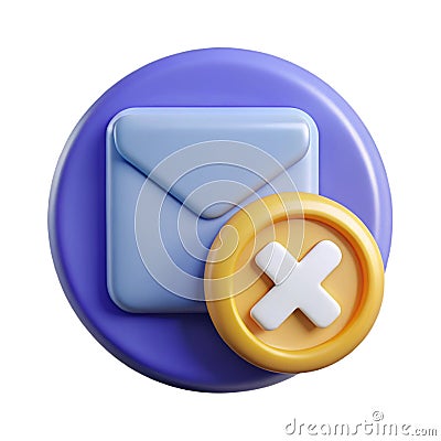 Delete Email 3D Icon for Secure and Easy Inbox Management with High-Quality Visual Representation Stock Photo