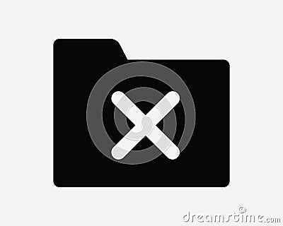 Delete Folder Icon Cancel Document Remove File Reject Storage Discard Wrong Cross X Corrupted Shape Sign Symbol EPS Vector Vector Illustration