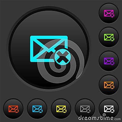 Delete mail dark push buttons with color icons Stock Photo