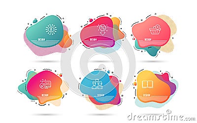 Delete purchase, Book and Couple love icons. Discount sign. Vector Vector Illustration