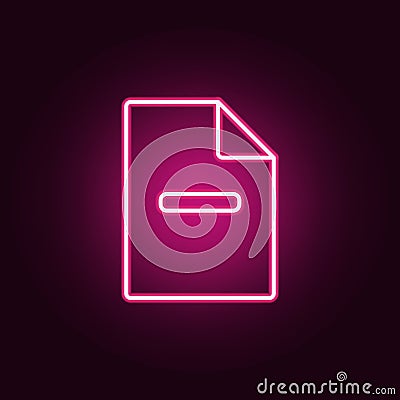 delete a sheet neon icon. Elements of web set. Simple icon for websites, web design, mobile app, info graphics Stock Photo