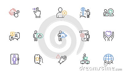Delete user, Customer satisfaction and Work home line icons for website, printing. For design. Vector Vector Illustration