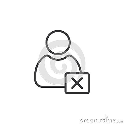 Delete user icon set. restricted member user vector symbol. remove account sign. cancel account icon in black filled and outlined Vector Illustration