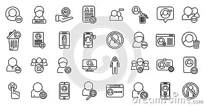 Delete user icons set outline vector. Access avatar Vector Illustration