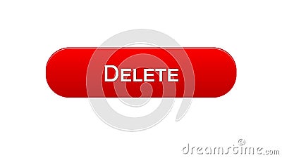 Delete web interface button red color design, recycling app, erase information Stock Photo
