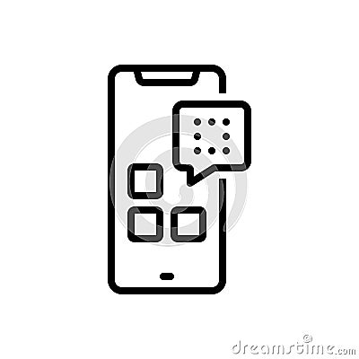 Black line icon for Deleted, remove and phone Vector Illustration