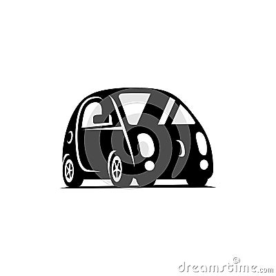 Delf-driving driverless vehicle. Car side view flat icon Vector Illustration