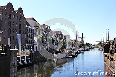 Delfshaven seen from Piet Heynsbridge, Holland Editorial Stock Photo