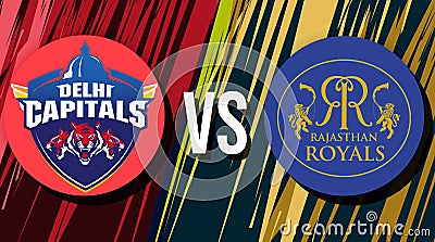 Delhi Capitals Vs Rajasthan Royals cricket match fixture design with shapes Editorial Stock Photo