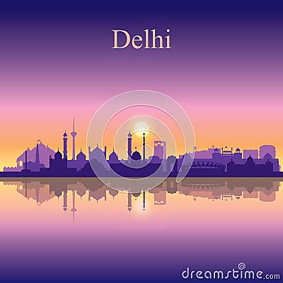 Delhi city skyline silhouette background Vector Illustration