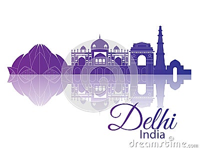 Delhi, India. City skyline Vector Illustration