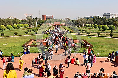 Crowd for to visit the Lotus Temple, located in Delhi, Editorial Stock Photo