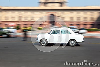 AMBASSADOR is one of oldest model of Indian Car still produced by HINDUSTAN MOTORS. It is a replica of MORRIS OXFORD model - at Editorial Stock Photo