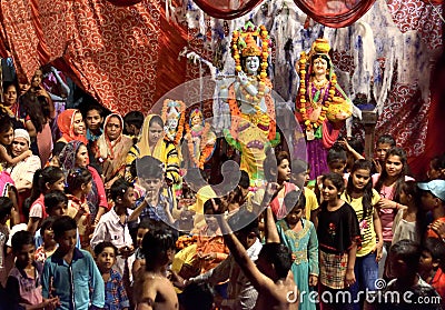 A Group of peoples celebration janmashtami festiva Editorial Stock Photo