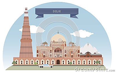 Delhi, India Vector Illustration