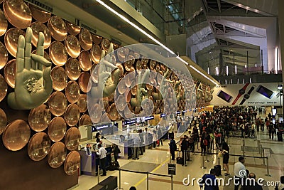 Delhi window - Indira Gandhi International Airport. Editorial Stock Photo