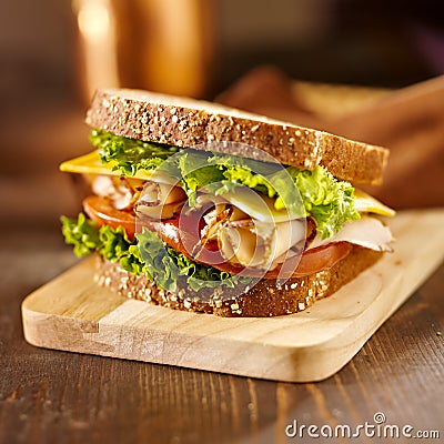 Deli meat sandwich with turkey Stock Photo