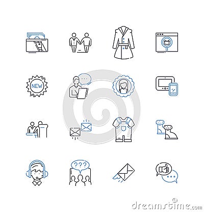 Deliberate purchasers line icons collection. Strategists, Discerning, Selective, Analytical, Methodical, Intentional Vector Illustration