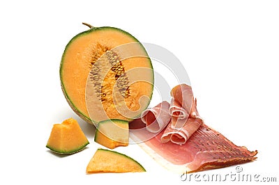 Delicacy -melon and meat Stock Photo