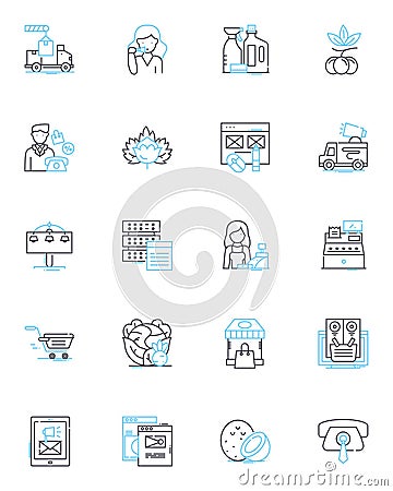 Delicacy Science linear icons set. Gastronomy, Umami, Fermentation, Molecular, Senses, Flavors, Ingredients line vector Vector Illustration