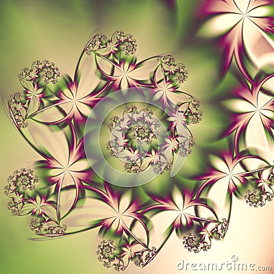 Delicate abstract butterfly spiral fractal for summer or spring designs Cartoon Illustration